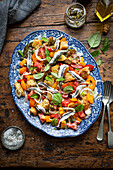 Panzanella salad with white anchovies