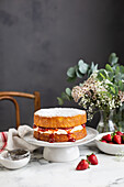 Victorian sponge cake with strawberry jam