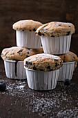 Vegan blueberry muffins with plain sprinkles