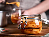 Homemade quince compote with vanilla