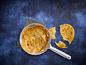 Paratha (flat bread, India) in a pan