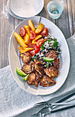 Jamaican jerk chicken with rice and black beans