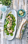 Grilled char filets with cucumber vegetables and Königsberger butter