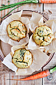 Vegan wild garlic (ramp) polenta muffins