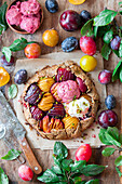 Plum galette with pistachio pastry