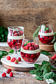 Raspberries with Panna Cotta