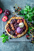 Plum blackberry galette