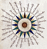 Battista Agnese, Portolan Atlas, Compass Rose, 1544