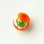Cherry tomato filled with cream cheese