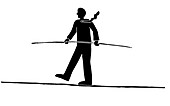 Man walking a tightrope, illustration