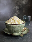 Bowl of cooked white rice