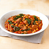 Lamb, spinach, and chickpea hotpot