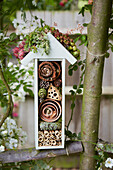 Insect hotel with planted roof