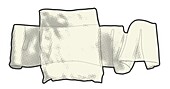 Sterile pad sewn onto bandage, illustration