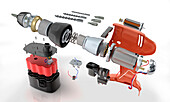 Parts of cordless drill