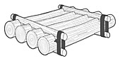 Log raft, illustration