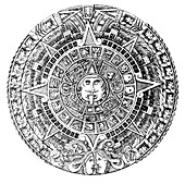 Ornate Aztec calendar, illustration