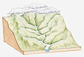 Overland flow of rainfall, illustration