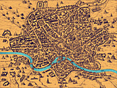 Map of Rome, 16th century