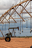 Oil well and irrigation equipment in West Texas, USA