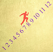 Man running up line of numbers, illustration
