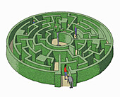 Pound sign tree in centre of maze, illustration