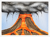 Volcanic eruption, illustration