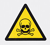 Skull and crossbones sign on yellow triangle