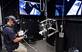 NASA astronaut practising spacewalk with virtual reality