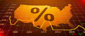 USA interest rates chart, illustration