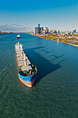 Ships in the Detroit River, Michigan, USA