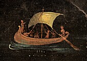 Sailboat detail from Pompeiian fresco.