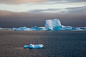 Icebergs under a stormy sky, Lemaire channel, Antarctica