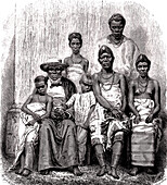 King Kringer of Gabon and his family, illustration