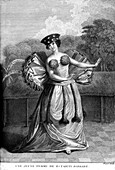 Tahiti woman dancing, 18th century illustration