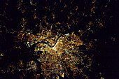 Bordeaux, France at night, satellite image
