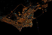 Kuwait City, Kuwait at night, satellite image