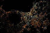 Naples, Italy at night, satellite image