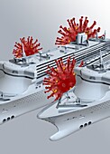 Coronavirus outbreak on cruise ship, conceptual illustration