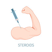 Anabolic steroids injection, conceptual illustration