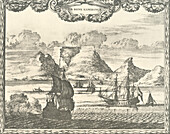 View of Cape Town, South Africa, 17th century illustration