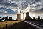 Smokestacks and cooling towers of coal fired power plants