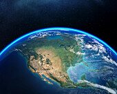 North America from space, illustration