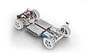 Electric car chassis, illustration