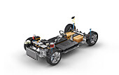 Electric car chassis, illustration