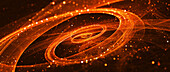 Fiery glowing spiral galaxy with stars, illustration