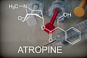 Chemical composition of atropine, conceptual image