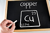 Chemical element copper, conceptual image