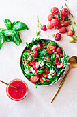Strawberry arugula salad with mozzarella