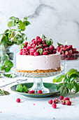 Healthy ricotta no bake cheesecake with oat and quinoa base